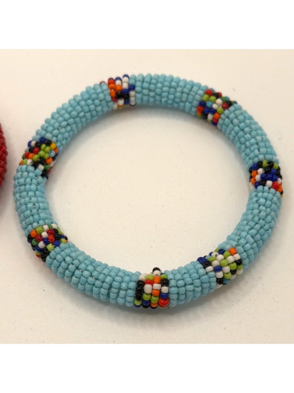 Handcrafted African Beaded Bangle Bracelets Stacked Seed Bead Sliders Set Lot 5 - Picture 11 of 15